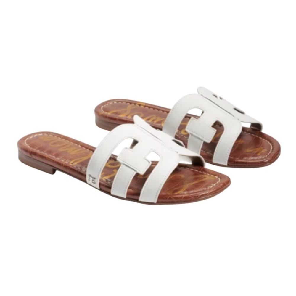 Sam Edelman Kids Bay Slide Sandals Size 13 White Leather Flats NIB
